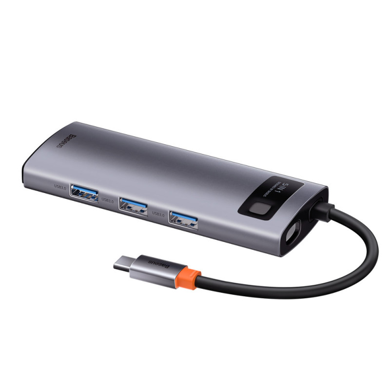 Daugiafunkcis USB HUB 5in1 USB-C PD 100W HDMI pilka