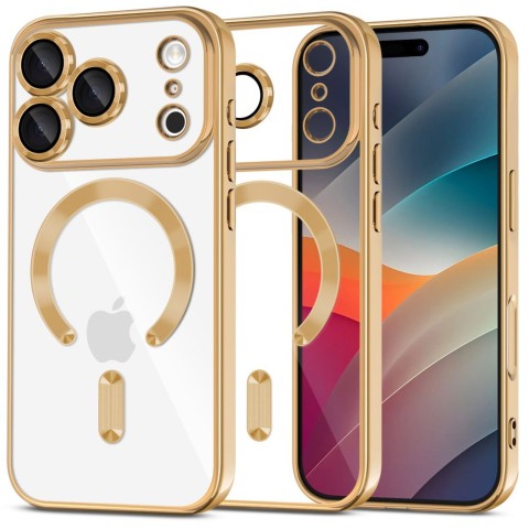 
„iPhone 17 Pro MagFlex MagSafe“ dėklas – permatomo aukso spalvos
