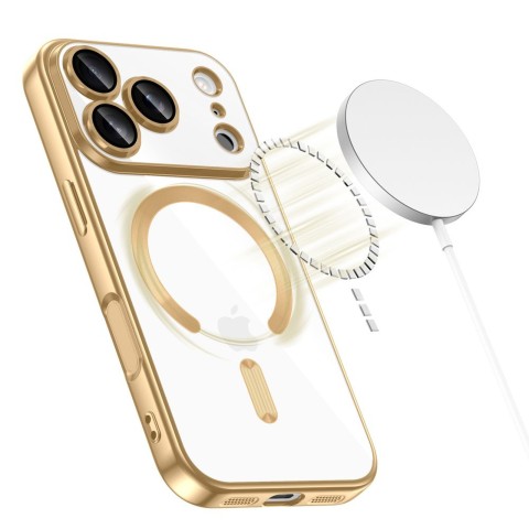 
„iPhone 17 Pro MagFlex MagSafe“ dėklas – permatomo aukso spalvos
