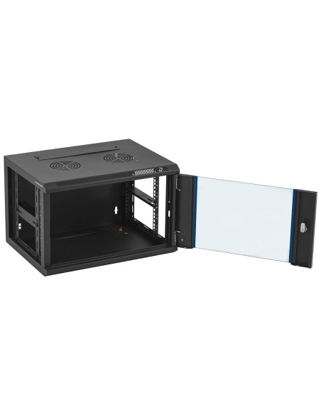 19'' 6U IP20 pakabinamas serverio montavimo serverio spinta RACK iki 60 kg 54x40x35 cm JUODAS