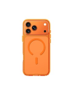 
„iPhone 17 Pro Max“ minimalaus stiklo dėklas su magnetiniu objektyvu – oranžinis
