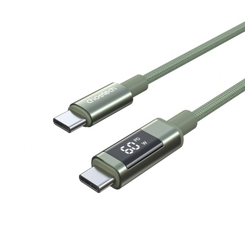 
USB-C laidas su ekranu PD 60W 1.2m - žalias
