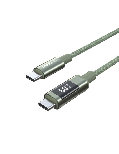 
USB-C laidas su ekranu PD 60W 1.2m - žalias
