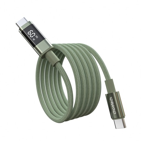 
USB-C laidas su ekranu PD 60W 1.2m - žalias
