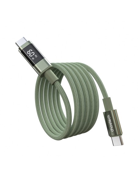 
USB-C laidas su ekranu PD 60W 1.2m - žalias
