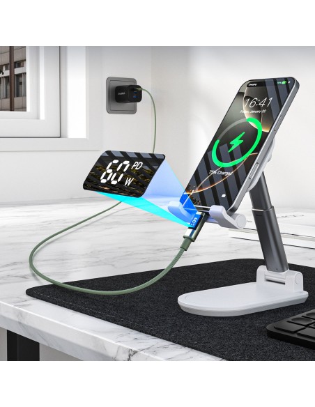 
USB-C laidas su ekranu PD 60W 1.2m - žalias
