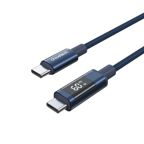 
USB-C laidas su ekranu PD 60W 1.2m - mėlynas
