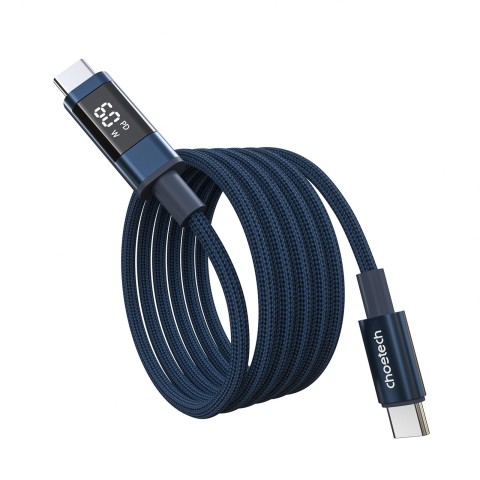 
USB-C laidas su ekranu PD 60W 1.2m - mėlynas
