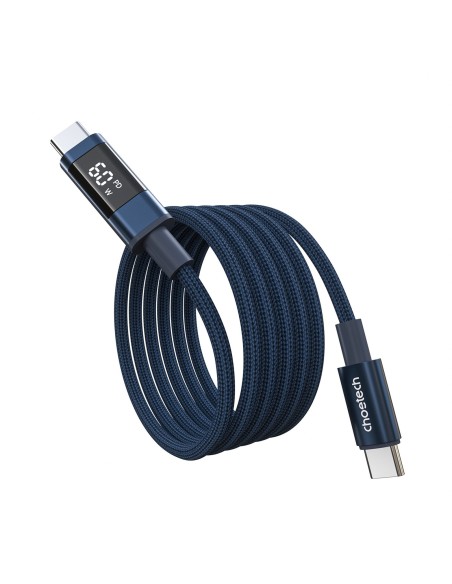 
USB-C laidas su ekranu PD 60W 1.2m - mėlynas
