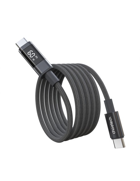 
USB-C laidas su ekranu PD 60W 1.2m - juodas
