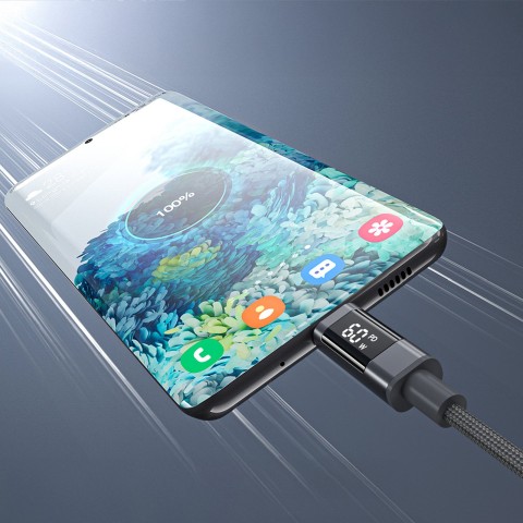 
USB-C laidas su ekranu PD 60W 1.2m - juodas
