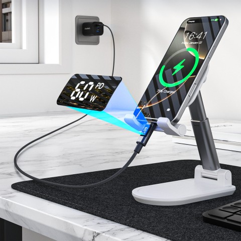 
USB-C laidas su ekranu PD 60W 1.2m - juodas
