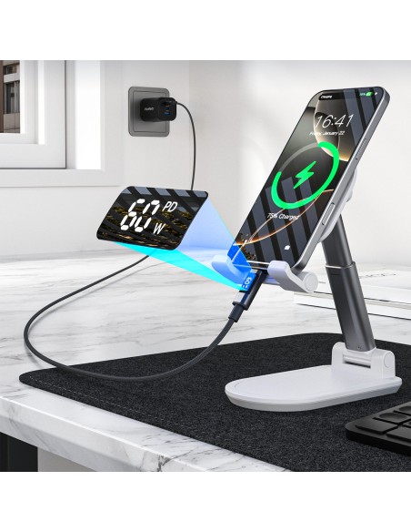 
USB-C laidas su ekranu PD 60W 1.2m - juodas
