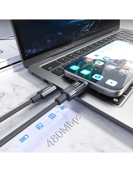 
USB-C laidas su ekranu PD 60W 1.2m - juodas
