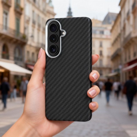 
„Samsung Galaxy S26“ dėklas – juodas ir sidabrinis
