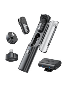 
4 viename 2,4 GHz USB-C belaidžių mikrofonų rinkinys MAGIC-02 - juodas
