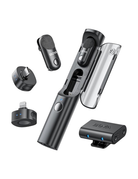 
4 viename 2,4 GHz USB-C belaidžių mikrofonų rinkinys MAGIC-02 - juodas
