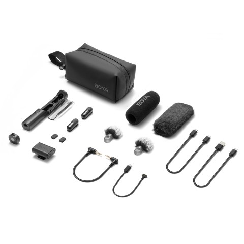 
4 viename 2,4 GHz USB-C belaidžių mikrofonų rinkinys MAGIC-03 - juodas

