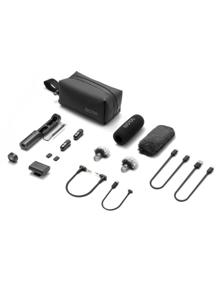 
4 viename 2,4 GHz USB-C belaidžių mikrofonų rinkinys MAGIC-03 - juodas
