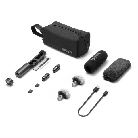 
4 viename 2,4 GHz USB-C belaidžių mikrofonų rinkinys MAGIC-05 - juodas
