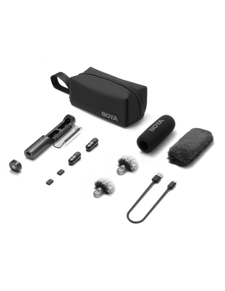 
4 viename 2,4 GHz USB-C belaidžių mikrofonų rinkinys MAGIC-05 - juodas
