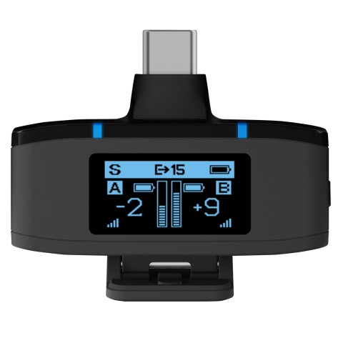 
Belaidis mikrofonas su įkrovimo dėklu, 8 GB, 2,4 GHz, USB-C
