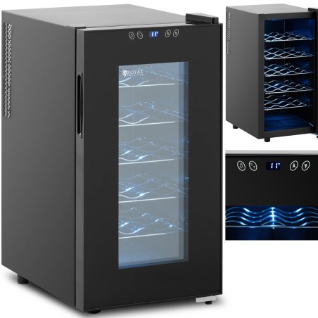 Winiarka šaldytuvas vyno šaldytuvas 18 butelių LED 52 l juodas