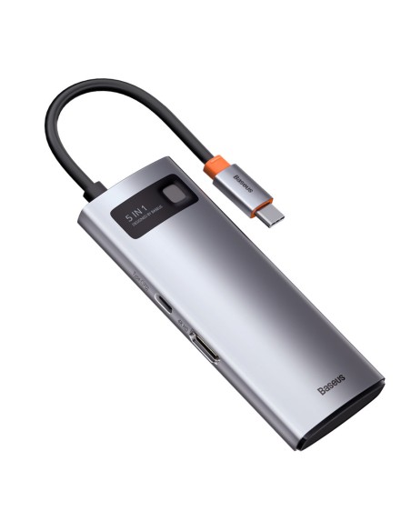 Daugiafunkcis USB HUB 5in1 USB-C PD 100W HDMI pilka Daugiafunkcis USB HUB 5in1 USB-C PD 100W HDMI pilka