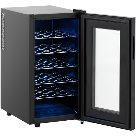 Winiarka šaldytuvas vyno šaldytuvas 18 butelių LED 52 l juodas