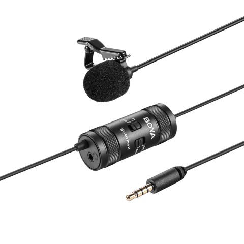 
Laidinis prisegamas mikrofonas išmaniesiems telefonams, fotoaparatams, 3,5 mm TRRS 6 m - juodas
