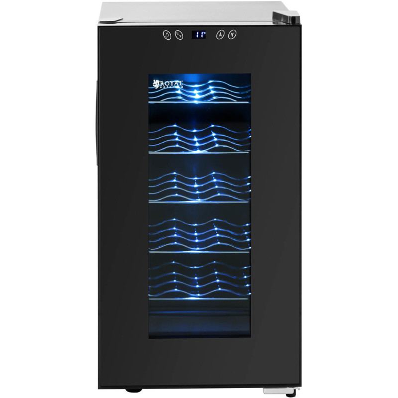 Winiarka šaldytuvas vyno šaldytuvas 18 butelių LED 52 l juodas