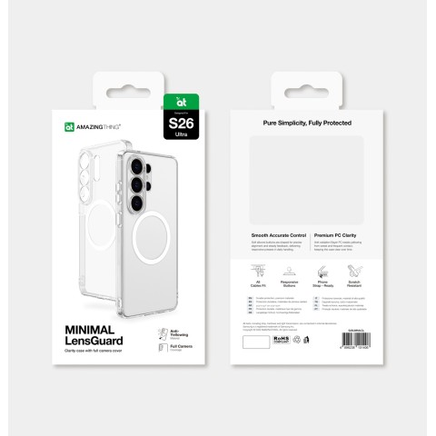 
„Samsung Galaxy S26 Ultra Minimal“ dėklas su magnetiniu objektyvu – skaidrus

