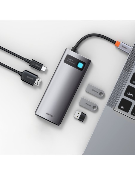 Daugiafunkcis USB HUB 5in1 USB-C PD 100W HDMI pilka Daugiafunkcis USB HUB 5in1 USB-C PD 100W HDMI pilka