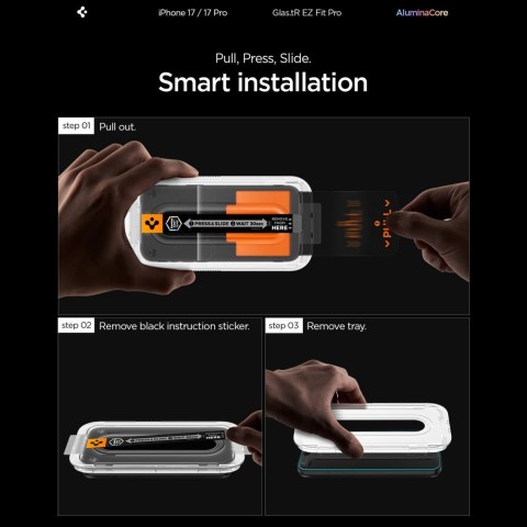 
Grūdintas stiklas iPhone 16 Pro / 17 / 17 Pro Glas.TR EZ Fit Pro - skaidrus
