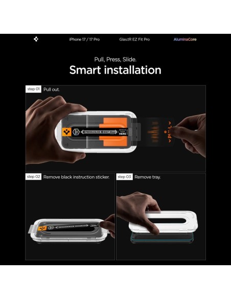 
Grūdintas stiklas iPhone 16 Pro / 17 / 17 Pro Glas.TR EZ Fit Pro - skaidrus
