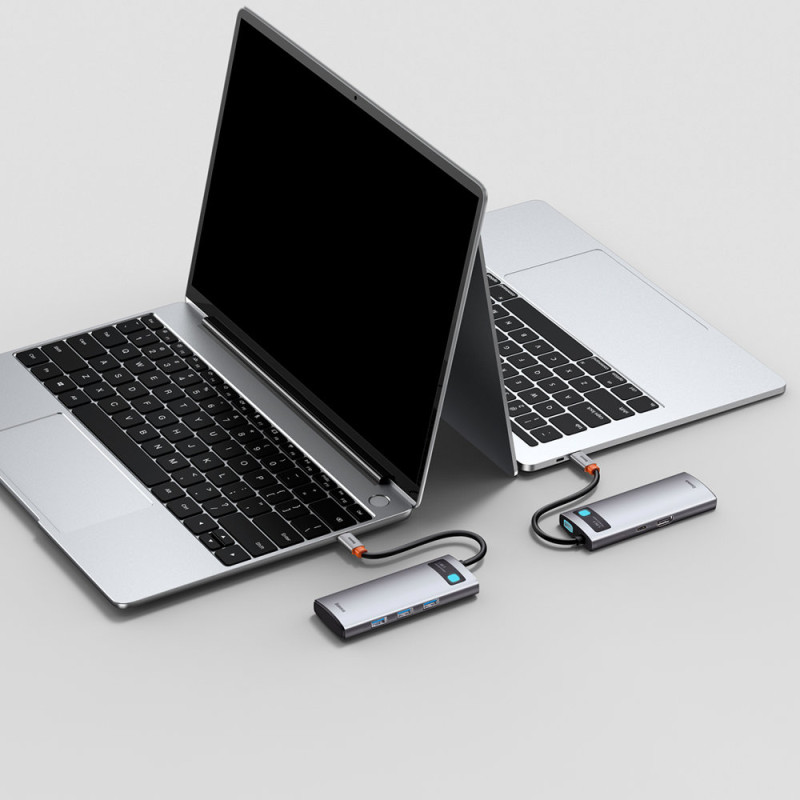 Daugiafunkcis USB HUB 5in1 USB-C PD 100W HDMI pilka