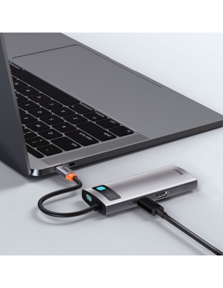 Daugiafunkcis USB HUB 5in1 USB-C PD 100W HDMI pilka Daugiafunkcis USB HUB 5in1 USB-C PD 100W HDMI pilka