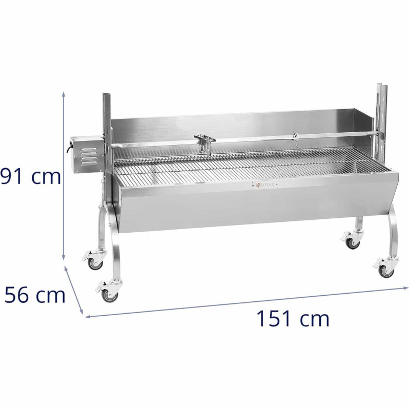 Grilis su anglimis su elektriniu kepsniu paršeliui kepti su dangteliu 13 W 40 kg 137 cm