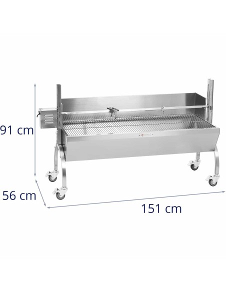 Grilis su anglimis su elektriniu kepsniu paršeliui kepti su dangteliu 13 W 40 kg 137 cm Grilis su anglimis su elektriniu kepsniu paršeliui kepti su dangteliu 13 W 40 kg 137 cm