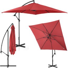 Sodo skėtis ant kvadratinio stulpo 250 x 250 cm, kaštoninės spalvos
