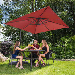 Sodo skėtis ant kvadratinio stulpo 250 x 250 cm, kaštoninės spalvos