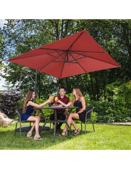 Sodo skėtis ant kvadratinio stulpo 250 x 250 cm, kaštoninės spalvos Sodo skėtis ant kvadratinio stulpo 250 x 250 cm, kaštoninės spalvos