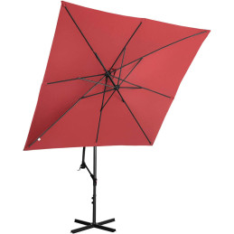Sodo skėtis ant kvadratinio stulpo 250 x 250 cm, kaštoninės spalvos