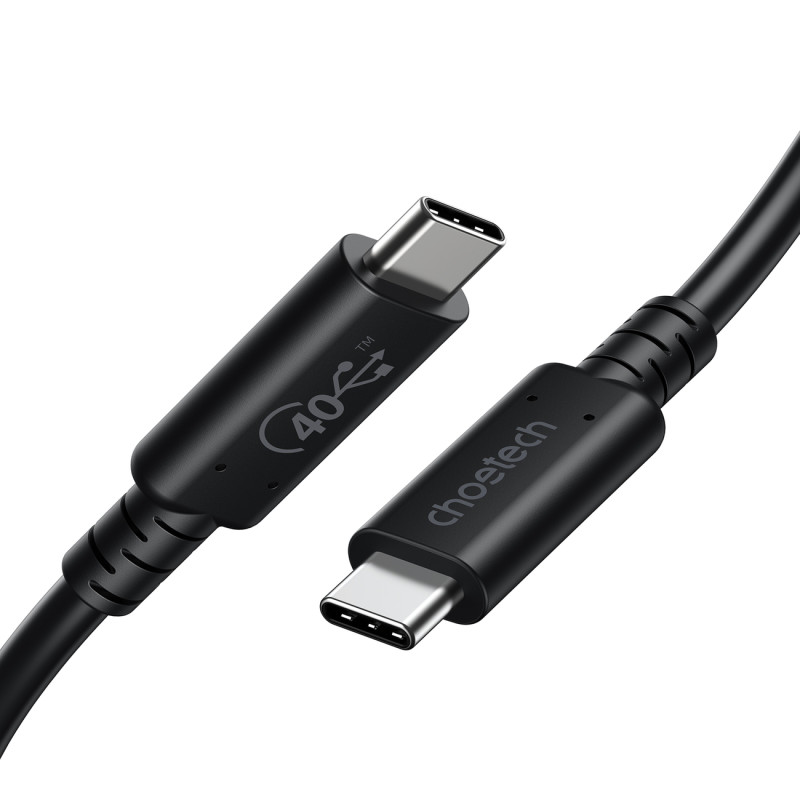 USB-C laidas USB 4 Gen3 100W 40Gbps 8K 0,8m juodas