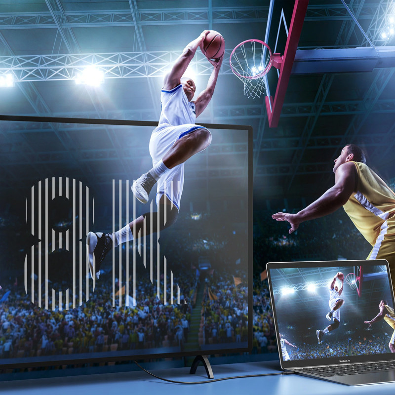 USB-C laidas USB 4 Gen3 100W 40Gbps 8K 0,8m juodas