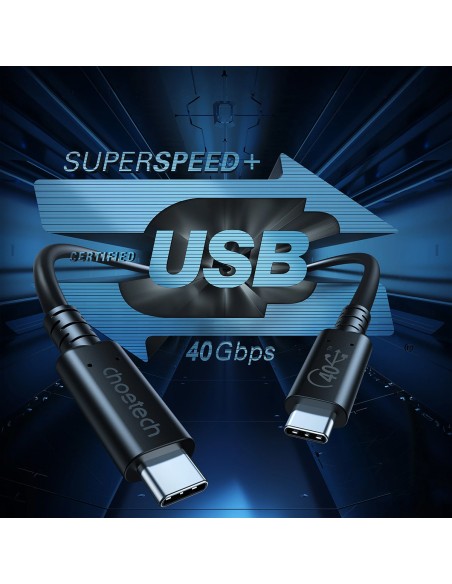 USB-C laidas USB 4 Gen3 100W 40Gbps 8K 0,8m juodas USB-C laidas USB 4 Gen3 100W 40Gbps 8K 0,8m juodas