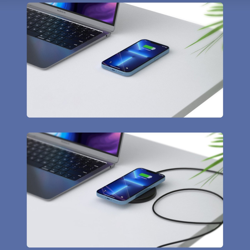 10W po stalviršis indukcinis įkroviklis + EU pakrovėjas su maitinimo laidu juodas