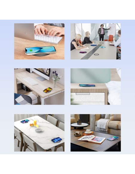 10W po stalviršis indukcinis įkroviklis + EU pakrovėjas su maitinimo laidu juodas