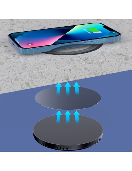 10W po stalviršis indukcinis įkroviklis + EU pakrovėjas su maitinimo laidu juodas