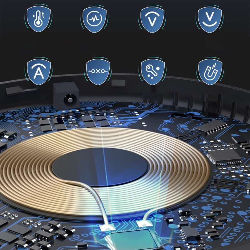 10W po stalviršis indukcinis įkroviklis + EU pakrovėjas su maitinimo laidu juodas